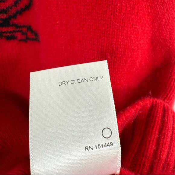 Adaption Legalized Cannabis 100% Cashmere Red Black Crewneck Sweater Medium - Picture 11 of 11